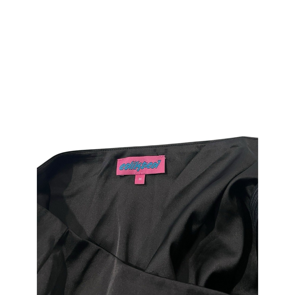 EDIKTED Women's‎ Size MEDIUM Freya Black Satin Lace Trim Mini Skirt - Picture 4 of 4